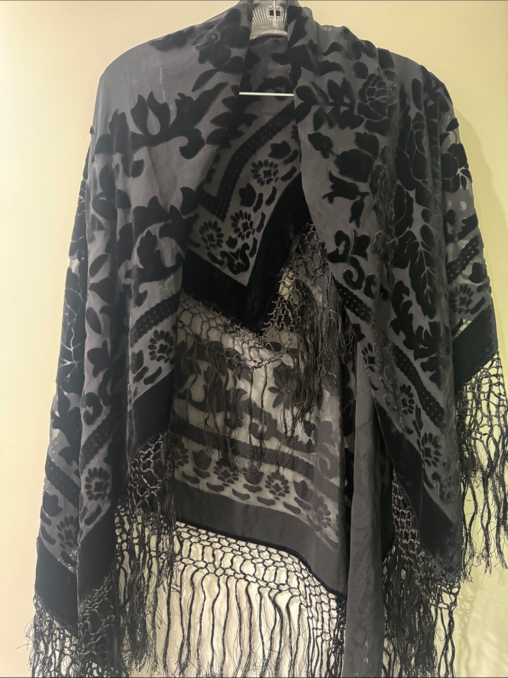 2xist Black velvet Floral Burnout Shawl with Fringe
B15